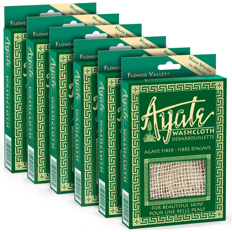 Ayate Washcloth  Exfoliating Washcloth  Agave Fiber Body & Face Wash Cloth  Body Loofah Alternative  Mold-Resistant Scrub Towel (Pack of 6) - Image 1
